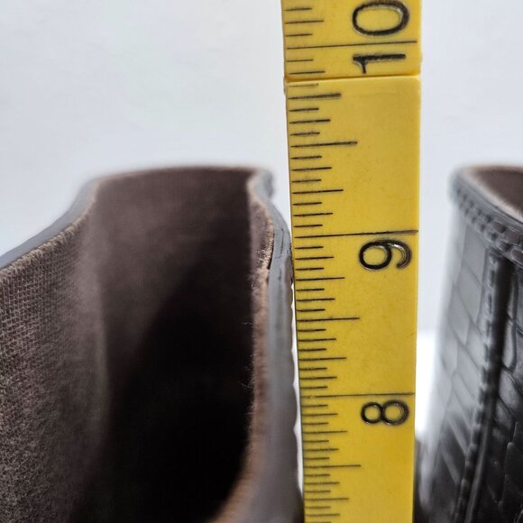 Michael Kors Rain Booties Dark Brown Croc Embossed Equestrian Rubber Rainboot - Picture 13 of 13